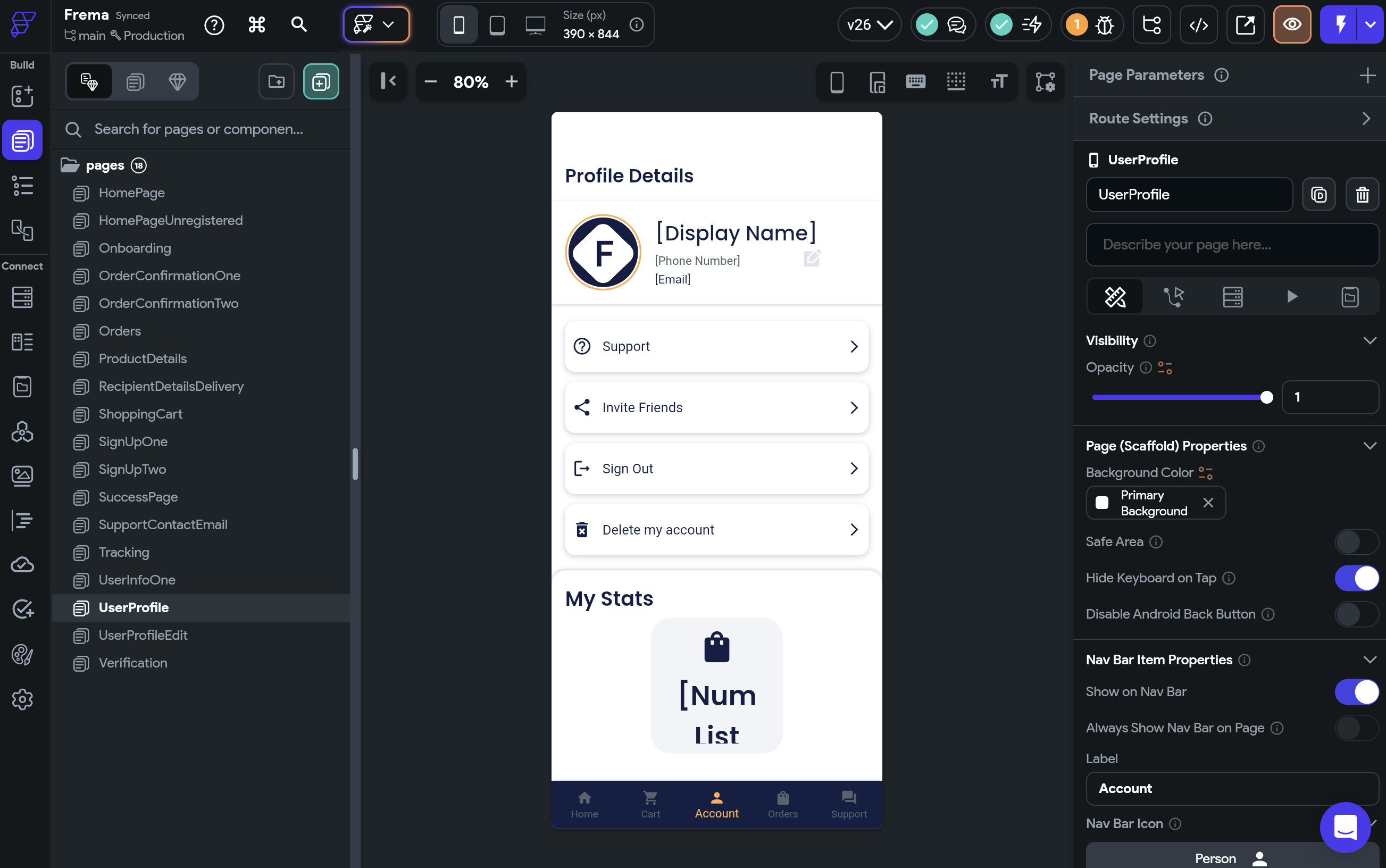 Aperçu du projet d'application